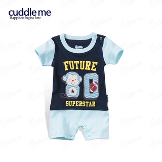 ชุดจั๊มสูทเด็ก แบรนด์แท้ Cuddle me สีกรมสลับสีฟ้าอ่อน ลายลิง Future 80 SuperStar
