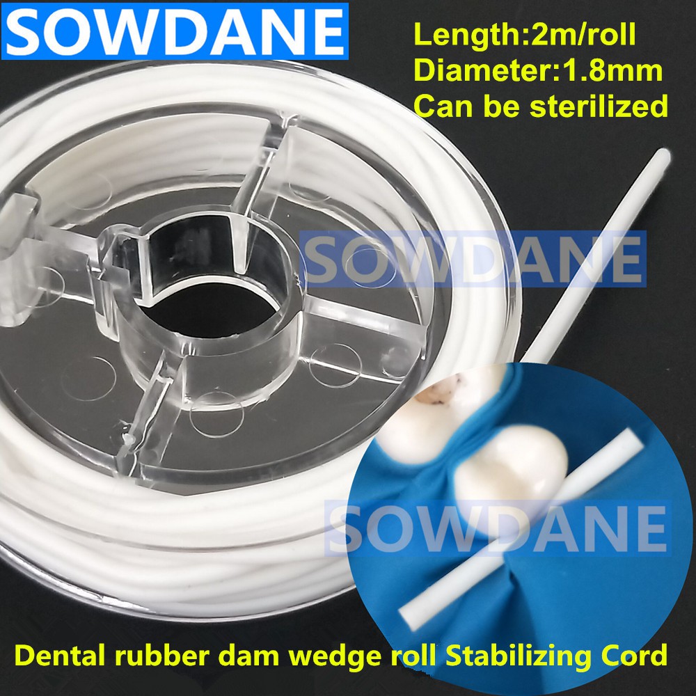 2m/roll Dental Rubber Dam Stabilizing Cord Wedges Rolls Clamps Sheets Latex Elastic Wedge Line Denta