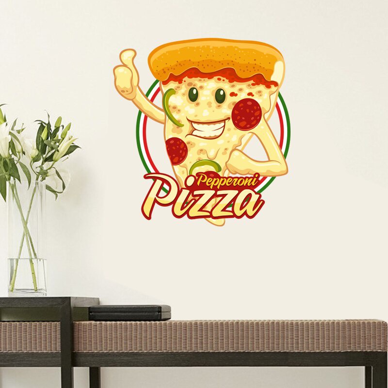Express พิซซ่าสติ๊กเกอร์ติดผนังร้านอาหารแก้ว Decal โปสเตอร์ไวนิล Art Wall Decals ตกแต่งภาพจิตรกรรมฝา