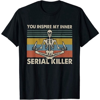 De32wew632 เสื้อยืด ผ้าฝ้าย พิมพ์ลายหัวกะโหลก You Inspire My Inner Serial Killer สไตล์วินเทจ สําหรับผู้ชาย POI32SDF1425