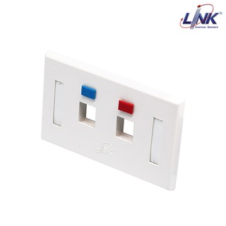 LINK FACE PLATE 2 PORT With Icon &amp; Label ID (สีขาว)