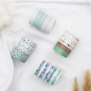 เทปวาชิ สีพื้น หลายลาย สําหรับตกแต่งสมุดภาพ เครื่องเขียน โรงเรียน 5 ม้วน