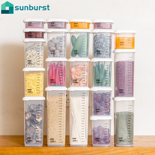 Kitchen Square Transparent Storage Box with Graduations / Sealed Grains Jar Organizer