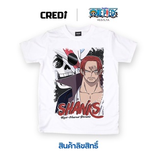 คอตต้อนคอกลม"สี่จักรพรรดิผมแดงแชงคูส" วันพีซ เสื้อยืดลายการ์ตูน ลิขสิทธิ์ - One Piece T-shirt Red-haired ShanksS-5XL