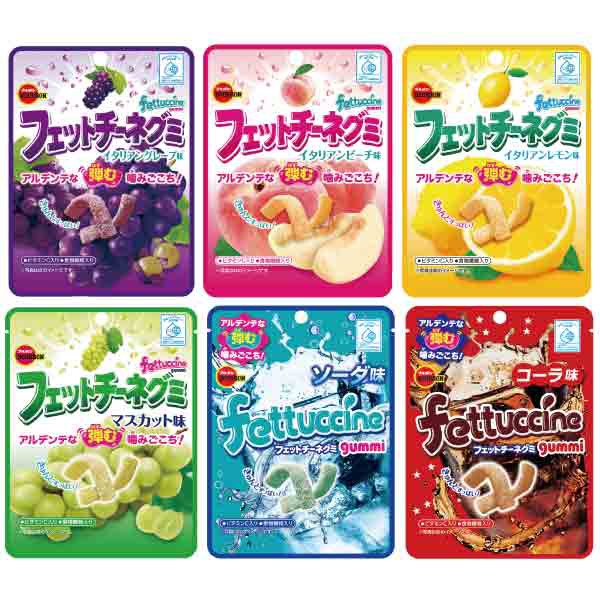 ฺBourbon Fettuccine Gummy เยลลี่เส้น เยลลี่รสผลไม้ รสเปรี้ยว เยลลี่ เส้นแบนคลุกน้ำตาล เยลลี่ญี่ปุ่น 