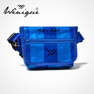 Crossbody bag  รุ่น Cool Blue small bag กระเป๋าคาดอก ทรงสวย สีฟ้าสวยงาม พร้อมซิปหน้า ขนาด 29*18*9 cm (M004)