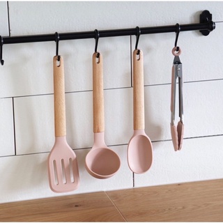 พร้อมส่ง Neo Woody Pink 💗 Silicone Cooking Tools Set