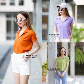 🚩Giants basic🚩: เสื้อครอป คอปก ผ้าคอตตอน เนื้อนุ่ม สวยชืลล์มมากกก