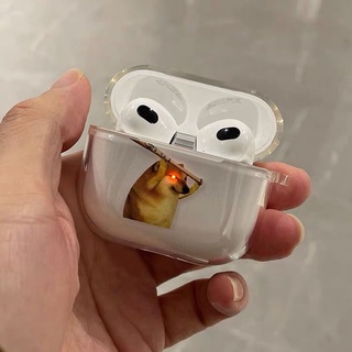 เคสหูฟังบลูทูธไร้สาย แบบใส ลายชิบะอินุ ตาสีแดง สําหรับ airpods 1 2 pro 3rd Generation