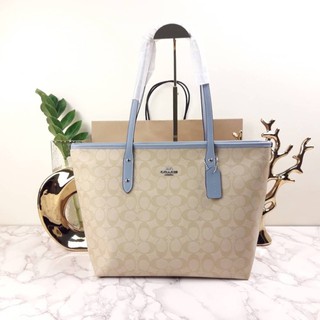 COACH CITY ZIP TOTE IN SIGNATURE COATED CANVAS (COACH F58292) 🔻SIZE : 16" (ปากL) x 10 1/2" (H) x 5 1/2" (W)