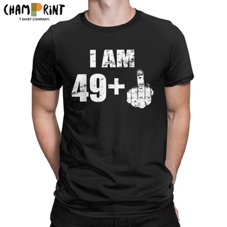 เสื้อยืดผ้าฝ้าย 100% พิมพ์ลาย I Am 49 Plus Middle Finger Funny 50Th สไตล์พังก์ ขนาดใหญ่ ของขวัญวันเกิด สําหรับผู้ชายS-5X