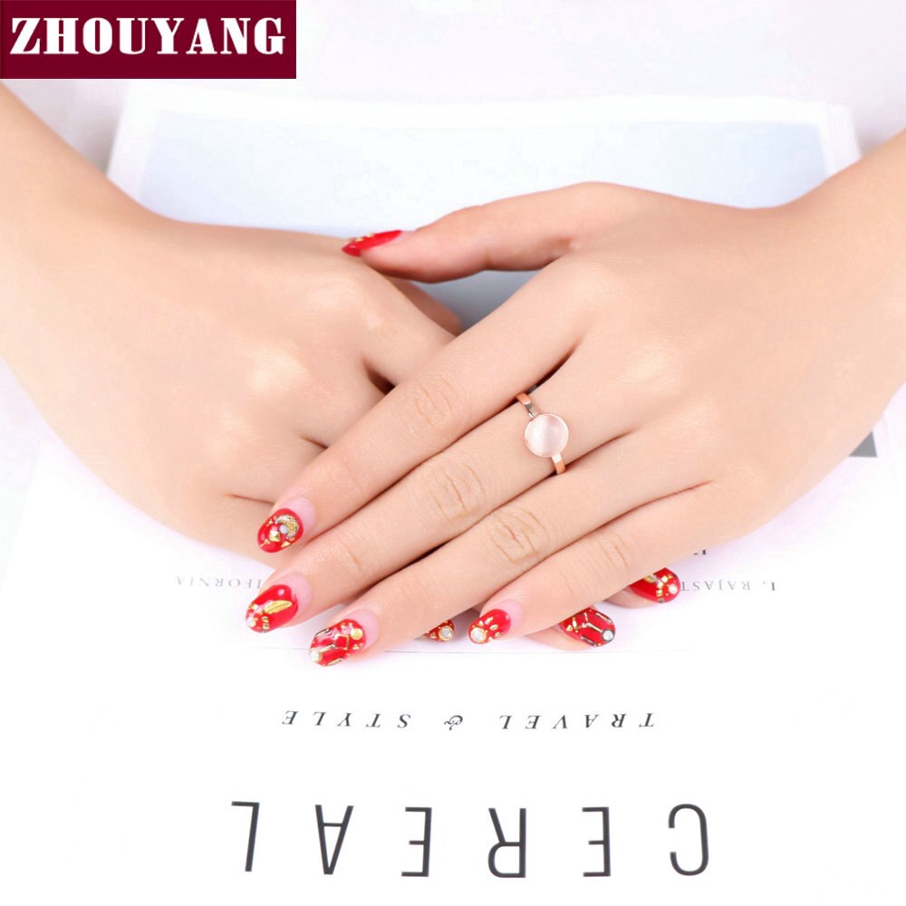 Zhouyang خاتم نسائي بحجر الوردة الذهبي — صورة 7