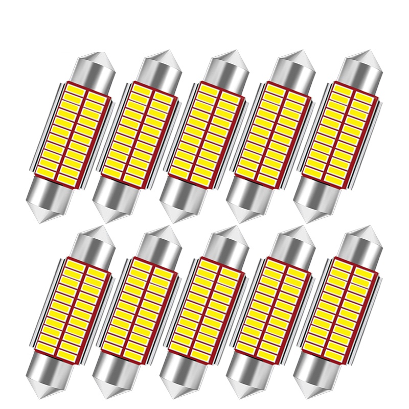 C5w หลอดไฟแคนบัส LED ไม่มีข้อผิดพลาด 31 มม. 36 มม. 39 มม. 41 มม. 12V 4014 SMD 7000K สีขาว สําหรับอ่านหนังสือภายในรถยนต์