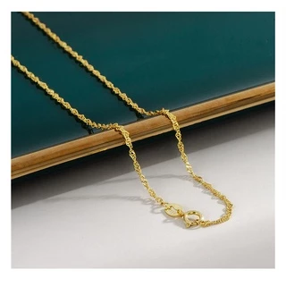 18K Gold Chain 925 เงินสร้อยคอสร้อยคอสามเหลี่ยมกล่อง Ingot Melon O Chain clavicle Chain 18K Gold หญิง ins เกาหลีผู้หญิงที่เรียบง่ายโซ่