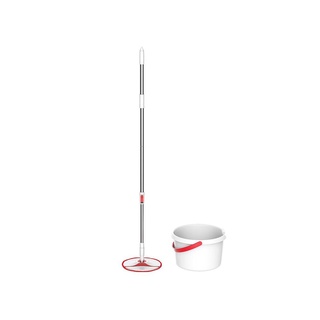 ชุดไม้ถูพื้นพร้อมถังปั่น Spin Mop FM2 - White [รับทันทีผ้าม็อบ 2 ผืน] ไม้ถูพื้น ไม้รีดน้ำ Mop set with spinning bucket S