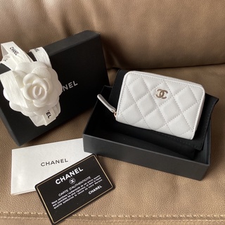 New! Chanel Classic Caviar Zip Card Holder GHW Holo31 สีเทา อะไหล่ทองอ่อน