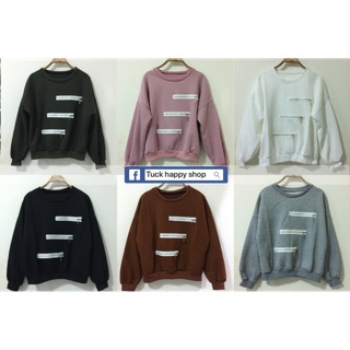เสื้อกันหนาว เสื้อแขนแต่งซิปด้านหน้าสุดเก๋