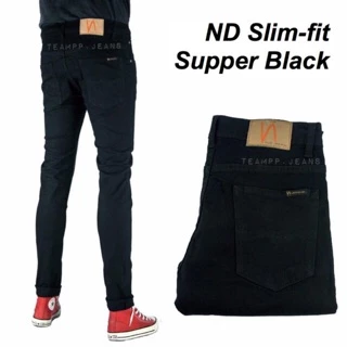 JXP SupperBlack Skinny กางเกงยีนส์ชาย ทรงสกินนี่ ยีนส์ยืด ไซส์ 28-36 กระดุม สีดำ ผ้ายืด ใส่สบาย