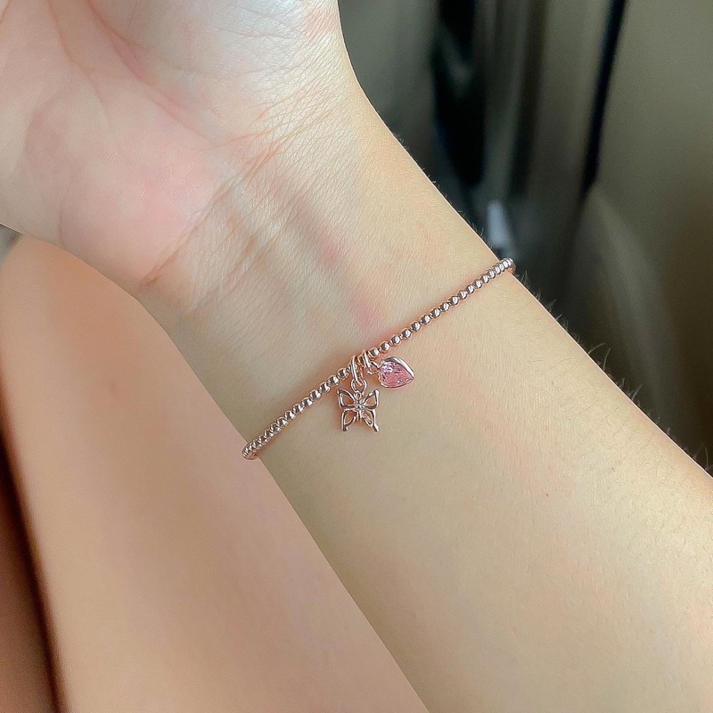 SissyJewelry // ข้อมือเงินแท้ รุ่นเอ็นยืด ประดับจี้ Sweetie Butterfly (Rosegold-plated) Free gift box