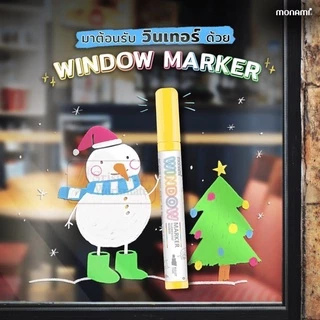 Monami ปากกาเขียนกระจก ลบออกได้ สีสด Monami Window Marker ปากกาเขียนกระจกลบได้ ปากกาเขียนตู้ปลา Fluorescent สีสะท้อนแสง
