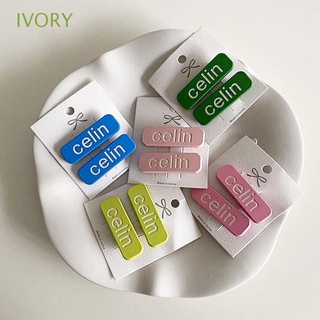 Ivory กิ๊บติดผมด้านข้าง ลายตัวอักษร CELI สีแคนดี้ เครื่องประดับผม สไตล์มินิมอล สร้างสรรค์ สําหรับผู้หญิง