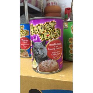 อาหารเปียกแมว Super Cat แบบกระป๋อง รสปลาทูน่าเนื้อแดงในเยลลี่หน้าปูอัด ขนาด 400 ก.