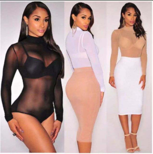 พร้อมส่ง🇳🇱บอดี้สูท ผ้าซีทรู แขนยาว🇹🇭 - รูปที่ 2