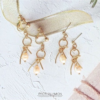 Knot with White Pink Pearl Clip 925 Silver Earrings ต่างหู ตุ้มหู หนีบ ก้านเงิน แท้ ประดับ มุก สีขาว ชมพู คนแพ้ ใส่ได้