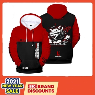 Genshin Impact Klee Hoodie เสื้อกันหนาวแขนยาวพิมพ์ลาย 3D Unisex