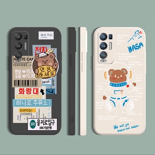 เคสซิลิโคนนิ่ม ขอบตรง ลายหมี NASA สําหรับ OPPO Reno6 Z 5G Reno 5 Pro 4 4G 3 Reno2 Z F