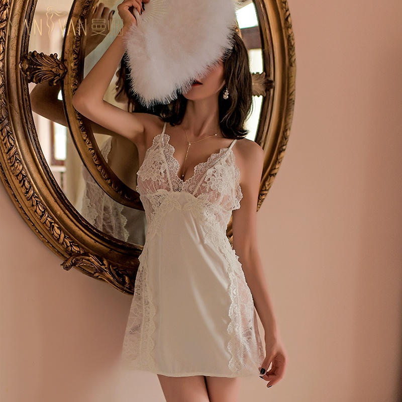 ชุดนอนซาติน ชุดนอนซาตินเซ็กซี่ ชุดนอนซาตินสายเดี่ยว ชุดนอนซาตินกระโปรง รุ่นสายเดี่ยวลูกไม้ S-379  รา