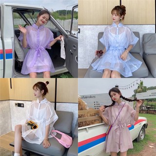 พร้อมส่ง💙เดรสผ้าแก้ว💙สอบถามสีในแชท