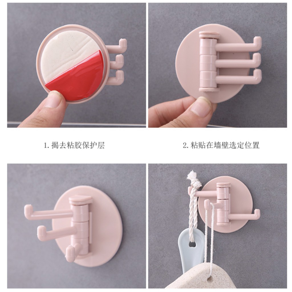 ตะขอแขวน ตัวแขวน 4 ทาง ตะขอแขวน ของใช้ในห้องน้ำ ห้องครัว อเนกประสงค์ ติดผนังไม่ต้องเจาะ - รูปที่ 5
