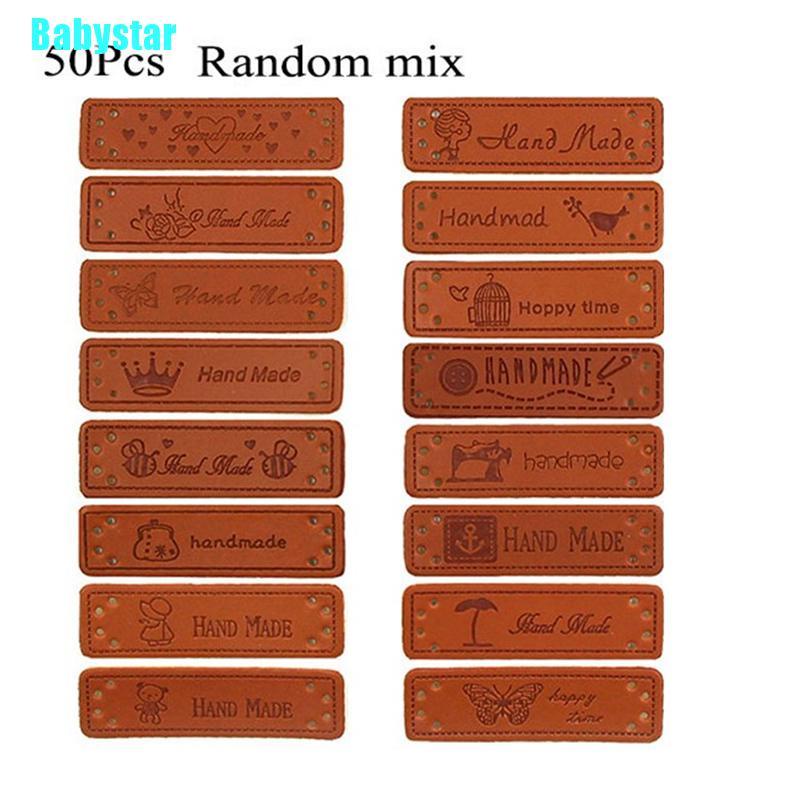 (เบบี้สตาร์) ป้ายป้ายหนังรูปหัวใจสีน้ําตาล 50 ชิ้นสําหรับ