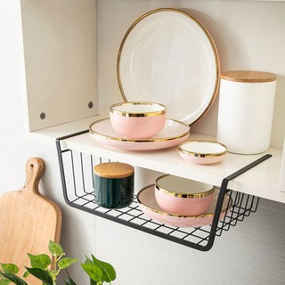 ตะกร้า ตะกร้าใส่ของ Under Cabinet Storage Basket Kitchen Cabinet Organizer Storage Shelf Rack Under Shelf Basket ตะกร้าเ