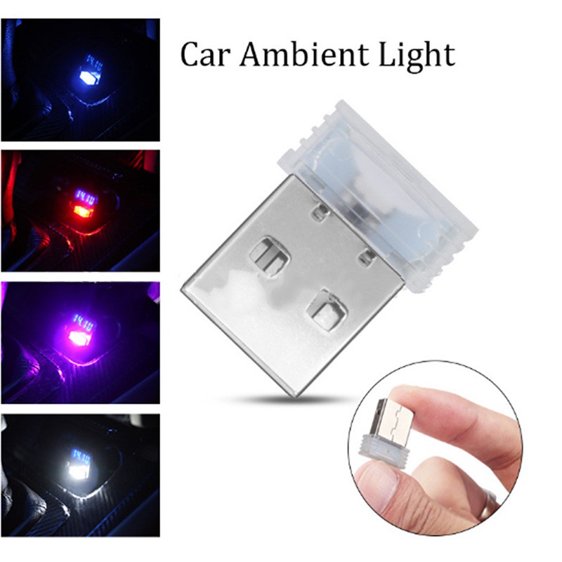 2x Mini USB Green LED Car Interior Light Neon Atmosphere Ambient Decoration Lamp