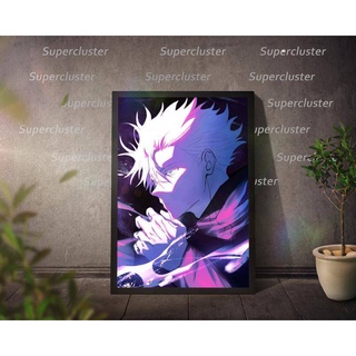 ใหม่ โปสเตอร์ผ้าใบ ลายอนิเมะ Jujutsu Kaisen Gojo Hollow Technique: สีม่วง สําหรับตกแต่งผนังบ้าน 2022