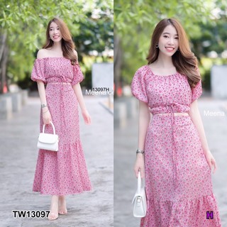 เซตเสื้อครอปแขนดอลลี่ + กระโปรงยาว
