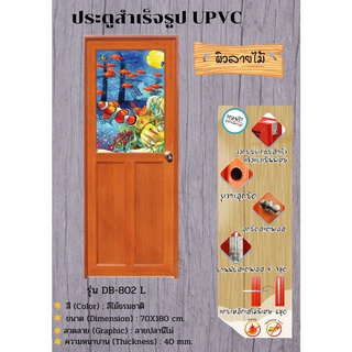 ประตู ประตูสำเร็จรูปUPVC สีไม้ธรรมชาติ ซิตี้ CITY ขนาด 70x180 cm เปิดซ้าย รุ่น DB802-L ประตูพร้อมลูกบิด