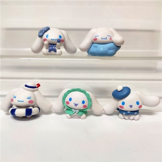 SANRIO ตุ๊กตาฟิกเกอร์ อนิเมะ Cinnamoroll Daily Swimming Ring Big-eared Dog เครื่องประดับ สําหรับตกแต่งเค้ก จํานวน 5 ชิ้น ต่อชุด