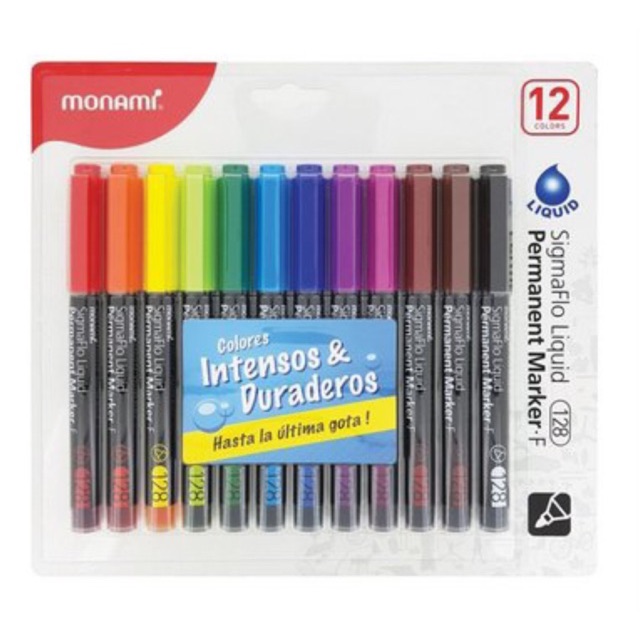 ปากกามาร์คเกอร์ Monami  SigmaFlo Liquid Permanent Marker - F รุ่น 128 Set 8 /12 สี