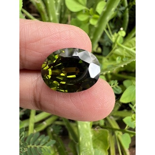 cubic zirconia Oval 12x16mm  olive color