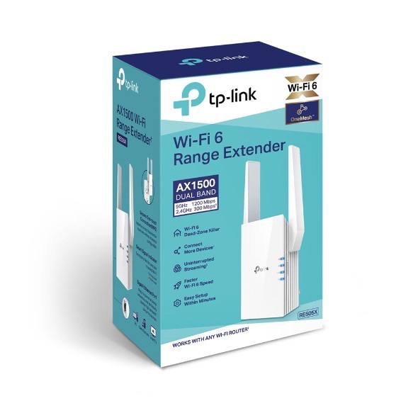 TP-Link AX1500 Wi-Fi 6 Dual Band Wireless Wall Plugged Range Extender รุ่น RE505X