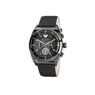 Mens Emporio Armani Chronograph Leather Band Watch AR0393