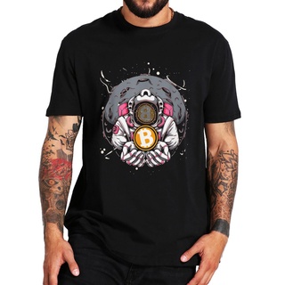 เสื้อยืดลําลอง ผ้าฝ้าย แขนสั้น พิมพ์ลายนักบินอวกาศ Crypto Coin แฟชั่นฤดูร้อน สําหรับผู้ชาย และผู้หญิง ไซซ์ EUS-5XL