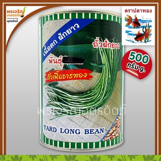 เมล็ดพันธุ์ ถั่วฝักยาว ถั่วเนื้อธารทอง พันธุ์ถั่วเนื้อ (500 กรัม) เมล็ดถั่วปลาทอง เมล็ดพันธุ์ผักสวนครัว ตราปลาทอง