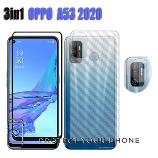 3IN1 OPPO A53 2020 Tempered Glass Tempered Anti Scratch Screen Skin Carbon Garskin Flexible Glass Camera