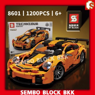 ชุดบล็อคตัวต่อ รถปอร์เช่ สีส้มคาดดำ ไฟตาโต SY8601 Porsche 911 (Orange and Black) จำนวน 1220 ชิ้น