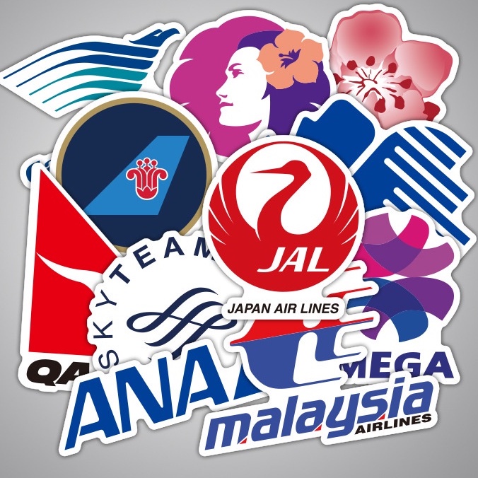 พร้อมส่ง BIG SIZE 6-15CM การบิน KOREA DELTA JAL AIRAISA ANAการบินไทยsticker สติกเกอร์กันน้ำรูปแบบที่แตกต่างกัน  55 ชิ้น