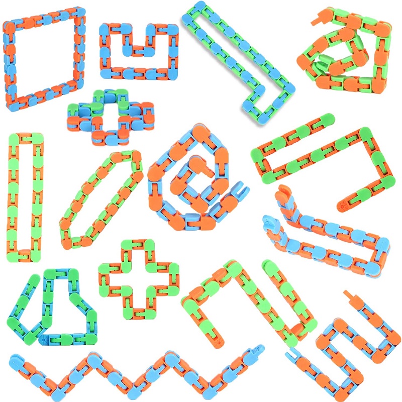 ของเล่น Wacky Tracks 24 Knot Fidget สายโซ่สําหรับเด็กผู้ใหญ่เล่นคลายเครียด 3 ชิ้น – โปรปัง